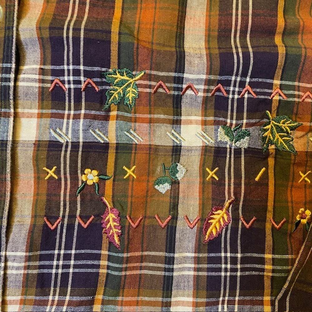Vintage Basic Editions Brown Plaid Embroidered Wo… - image 4